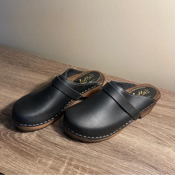 Lotta From Stockholm Black Leather Clogs - Picture 1 of 4